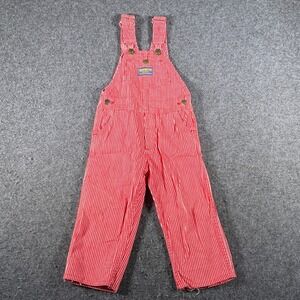 Vintage OshKosh Red Railroad Striped Overalls Made in USA Size 4T